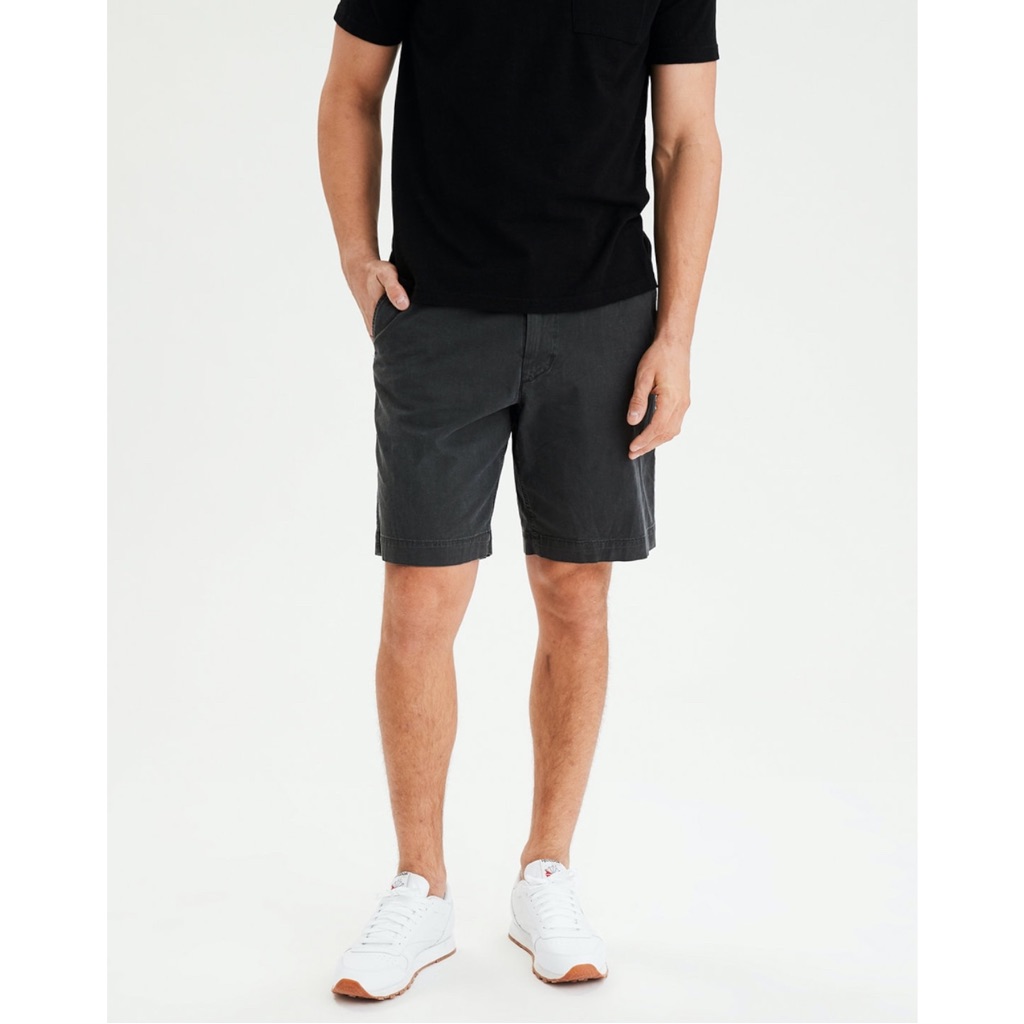 American Eagle Ne(X)T Level Classic 10" Flat Front Cotton Khaki Shorts Black